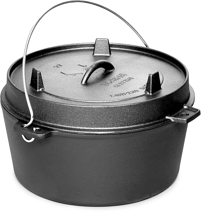 Pre-Seasoned Cast Iron Camping Dutch Ovens, Outdoor Camping Dutch Oven Pot with Lid Tripod, 6 Quart