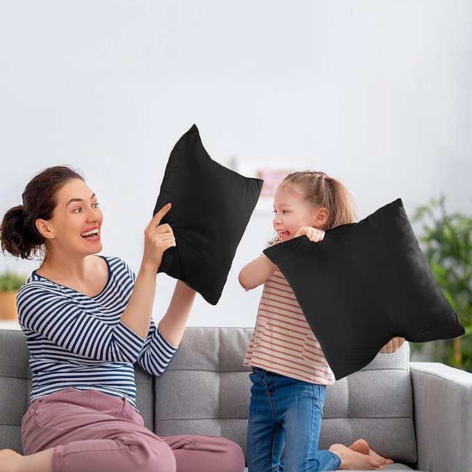 Utopia Bedding Throw Pillows Insert (Pack of 2, Black) - 24 x 24 Inches Bed and Couch Pillows - Indoor Decorative Pillow