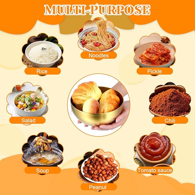 10 Pcs Gold Mixing Bowls 5.9 Inch Stainless Steel Mixing Bowl Salad Bowl Set Metal Gold Serving Bowls for Baking, Prepping and Serving Food Salad Fruit Snack Soup Cereal