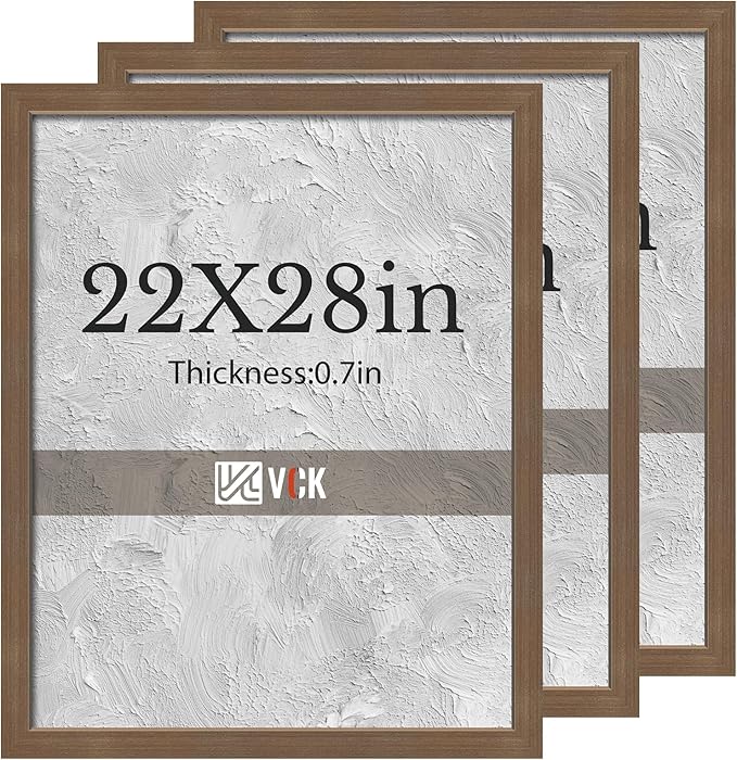 VCK 22x28 Brown Poster Frames 3 Pack, High-End Wood Wide Border Picture Frame,Multi-Directional Display Family Photos, Office Prints, Studio/Gallery/Home Artwork
