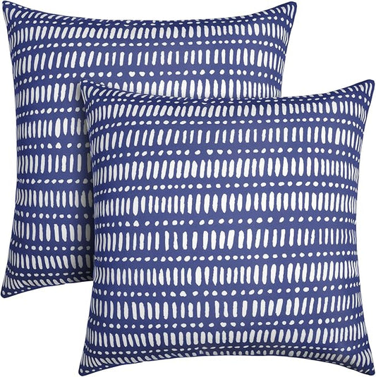 Pack of 2 18x18 Outdoor Pillows, Waterproof Throw Pillows with Inserts, Decorative Patio Pillows for Garden, Couch, Furniture, Sofa, Bed, Living Room(Pebble Dark Blue)