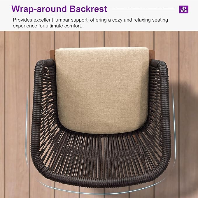 PURPLE LEAF 7 Pieces Round Outdoor Dining Set Outdoor Dining Table and Chairs Aluminum Wicker Rattan Patio Furniture Set for Lawn Garden Backyard Brown