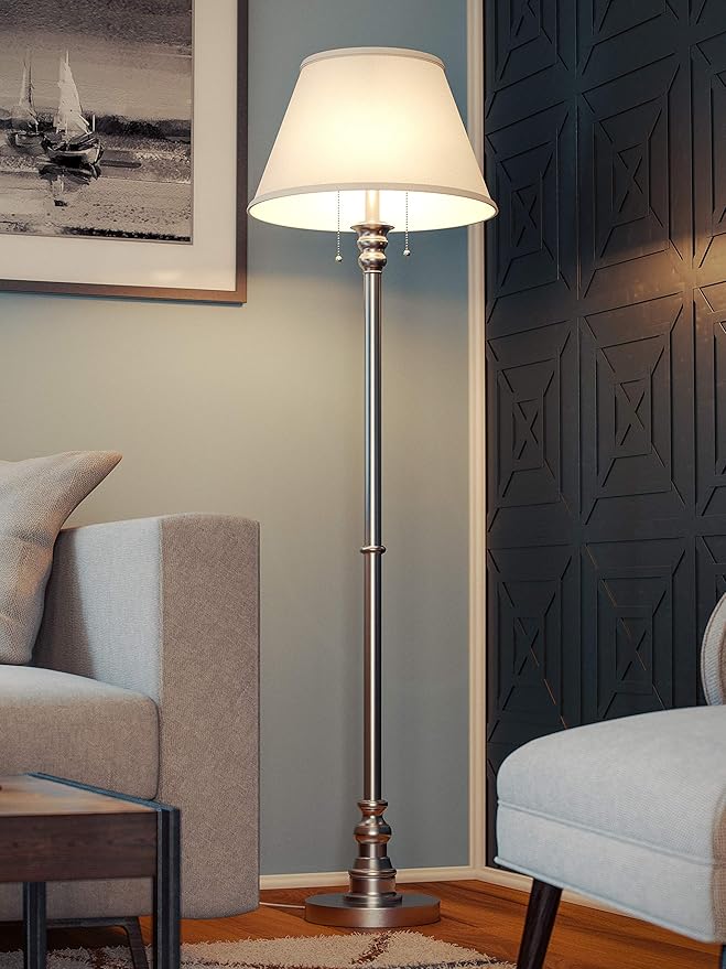 Kenroy Home 30438BS Spyglass Traditional Floor Lamp, Brushed Steel, 59.5 Inch Height, 17 Inch Width, 17 Inch Depth