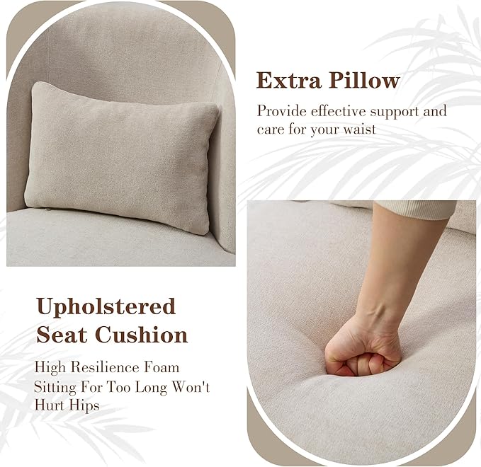 Chifee & Vingol 25.2 "W Chenille Armless Swivel Accent Chair Modern Upholstered Sofa Chair Set of 2 with Pillow, Beige