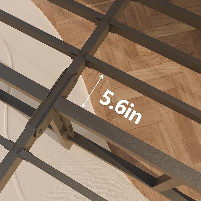 FUIOBYVV Full Size Bed Frame, 14 Inch Heavy Duty Metal Platform Bed Frame Full Support Up to 3500 lbs, No Box Spring Needed/No Shaking/Steel Slat Support/Noise Free/Easy Assembly