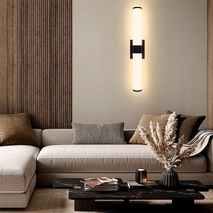 Kalium 24in Modern Wall Sconces, Dimmable Bathroom Vanity Lights, 3000K Warm White LED Indoor Sconces Lighting for Bathroom, Stairs, Living Room, Bedroom. Hardwired.