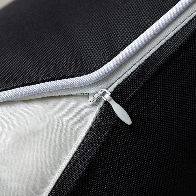 Phantoscope Pack of 2 Outdoor Waterproof Solid Throw Decorative Pillow Cover Decorative Square Outdoor Pillows Cushion Case Patio Pillows for Couch Tent Sunbrella, Black 12x20 inches 30x50 cm