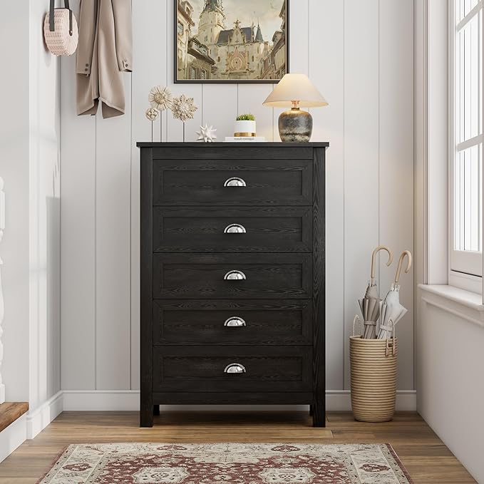 Wananlanen® Farmhouse Dresser for Bedroom, Antique Double Dresser & Chest of Drawer with Vintage Handle and Storage, Wooden Tall Rustic Organizer for Bedroom