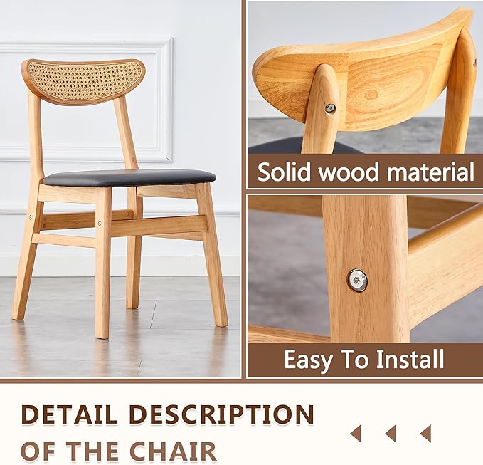 45 Inch Round Dining Table Set for 4, 5 Piece Kitchen Table and Chairs Set, Wooden Table with Walnut Finish, Small Space Dining Set for Apartment or Dining Room