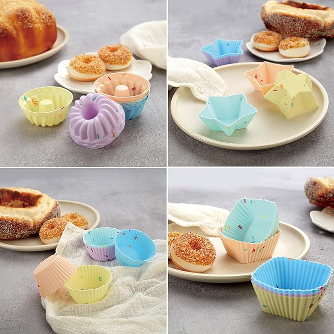 51PCS Silicone Bakeware Set - Silicone Cake & Baking Pans Set, Including Pan, Mold, Toast, Muffin, Donut & Cupcake Molds, Baking Cups Set