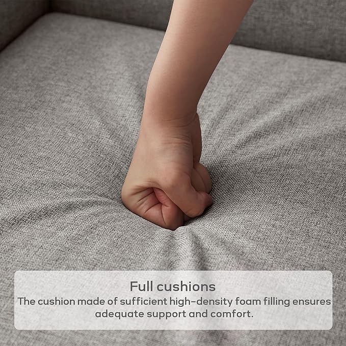 High Back Living Room Chairs, Fabric Accent Chair, Comfy Upholstered Armchair with Wooden Legs for Living Room, Bedroom, Apartment (2, Grey)