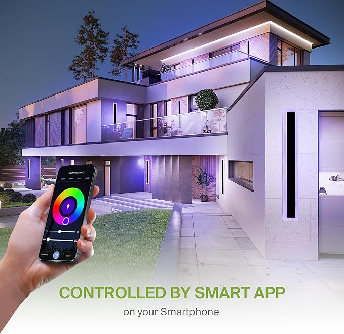 ASD LED 48" Long Wall Mount Light Fixture, Outdoor & Indoor Linear Sconce | RGBW, Smart, Waterproof, Anti-Rust, ETL Listed | 36W 1800LM 2700-6500K 100-277V | Exterior Porch Lighting | Black