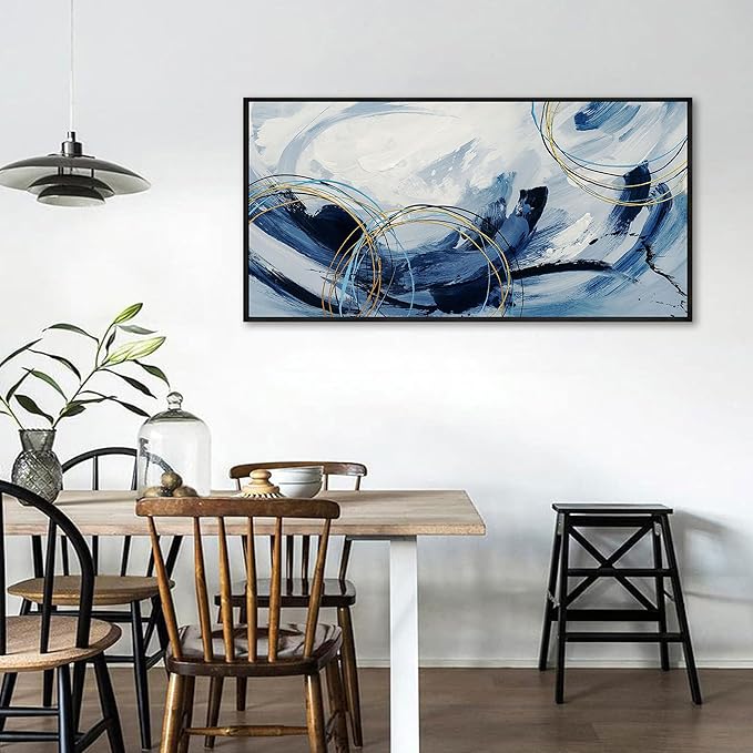 yiijeah Bedroom Wall Decor - Wall Hanging Decor Wall Pictures for Living Room Home Sign Horizontal Wall Art Dining Room Blue and Gray Bathroom Decoraciones Para Sala