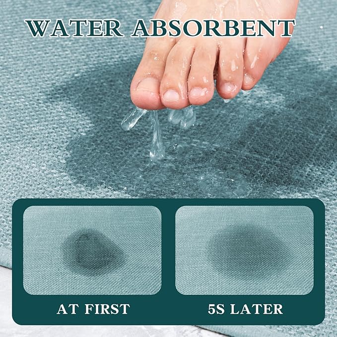 chakme Bathroom Rugs Mat 59x17, Ultra Thin Non Slip Bath Mat Runner Quick Dry Absorbent Bath Mat for Bathroom Floor, (Light Blue, 59"x17")