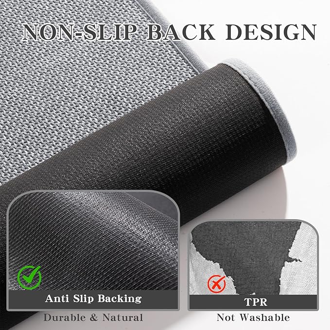 chakme Bathroom Rugs Mat 59x17, Ultra Thin Non Slip Bath Rug Runner Quick Dry Absorbent Bath Mat for Bathroom Floor, (Light Grey, 59"x17")