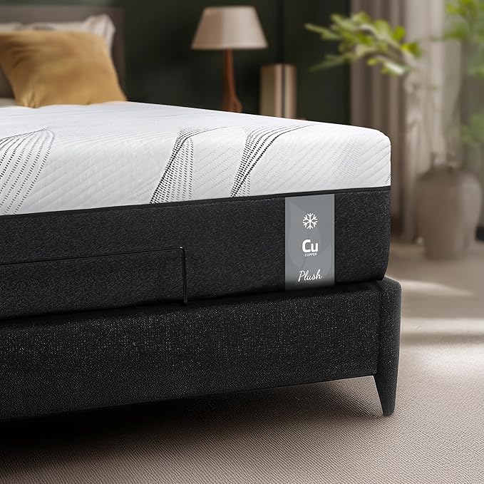 Life Balance Hybrid Queen Mattress 14 Inch, Made in USA, Plush, Individual Pocket Coils & Copper Gel Memory Foam， Hypoallergenic & Odorless, Motion Isolation & Pressure Relief, CertiPUR-US Certified