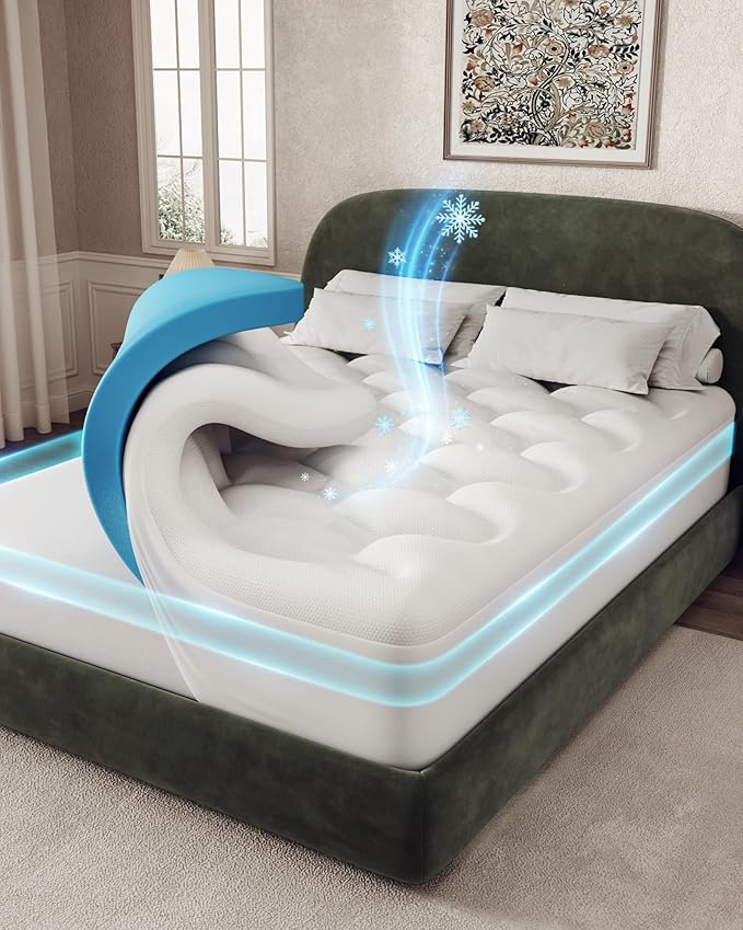 OhGeni 4 inch Dual Layer King Mattress Topper, 2 inch Gel Memory Foam, 2 inch Down Alternative Pillow Top Pad, Mattresses Cover for Bed, Medium Support, Fits 6”-19” Deep Pocket