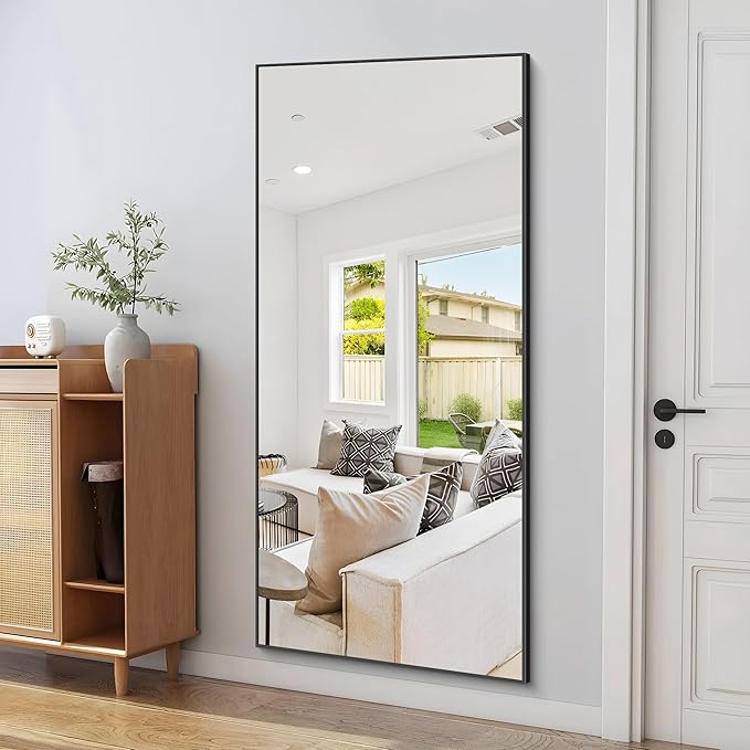 36x72inch Bathroom Mirror, Black Rectangle Mirror with Thin Metal Frame, Large Rectangular Wall Mirror for Bathroom, Living Roomm, Hair Salon, Big Farmehouse Mirror Hang Horizontal/Vertical