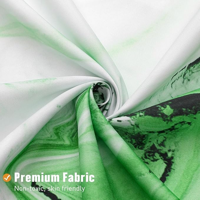 MitoVilla Emerald Green Marble Shower Curtain, Modern Ombre Fabric Cloth Shower Curtains for Luxury Bathroom Decor, Abstract Watercolor Shower Curtain, 72x72