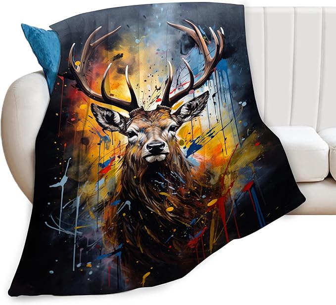 Deer Blanket Hunting Throw Blankets Hunting Stuff Gifts for Men Hunters Women Adults Fleece Flannel Blanket Plush Bedding for Couch Sofa Bed Room Decort 50"X60"