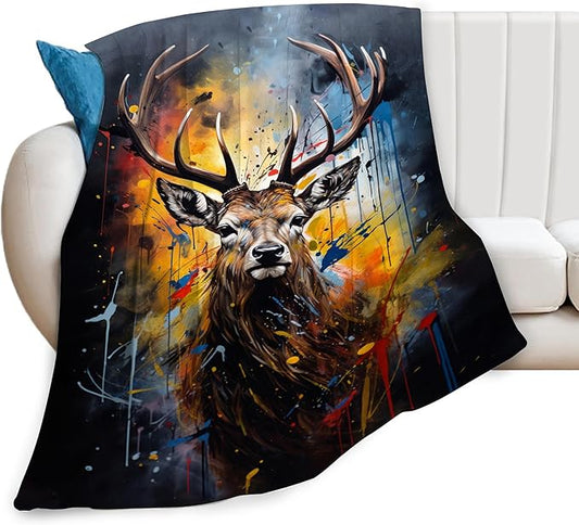Deer Blanket Hunting Throw Blankets Hunting Stuff Gifts for Men Hunters Women Adults Fleece Flannel Blanket Plush Bedding for Couch Sofa Bed Room Decort 60"X80"