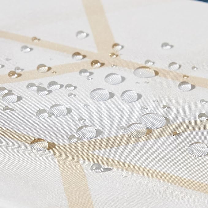 Amazon Basics Bathroom Shower Curtain, Water Resistant Fabric with Grommets & Hooks, Machine Washable, 72"x72", Natural Herringbone