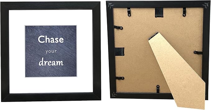 11x11 Picture Frame Set of 3 with Real Glass for Pictures 8x8 with Mat or 11x11 Without Mat, Wall Gallery or Tabletop display Photo Frames in Black