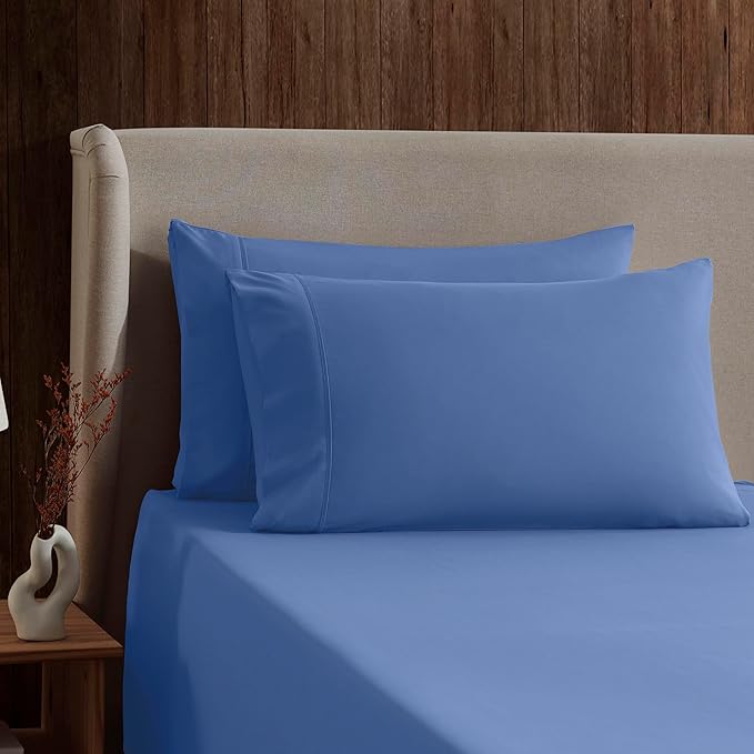 Nestl Short Queen Sheet Set - 1800 Ultra-Soft Microfiber - Double Brushed - Deep Pockets - Easy Fit - 4 Piece Set - Bed Sheets (Short Queen, Calm Blue)