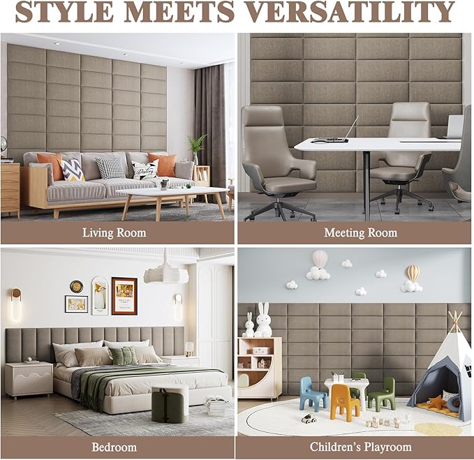 Upholstered Headboard for Full Twin Size Bed, Wall Mounted & Peel and Stick Headboard, Soundproof DIY Wall Panels, Fabric Tufted Head board in Modern Design for Bedroom (6 Panels, Each 23.62"x9.84"）