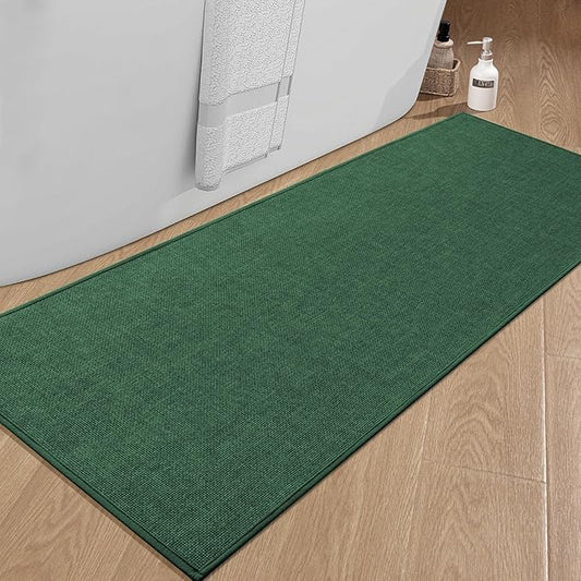 chakme Bathroom Rugs Mat 59x25, Ultra Thin Non Slip Bath Mat Large Quick Dry Absorbent Bath Mat for Bathroom Floor, (Green, 59"x25")