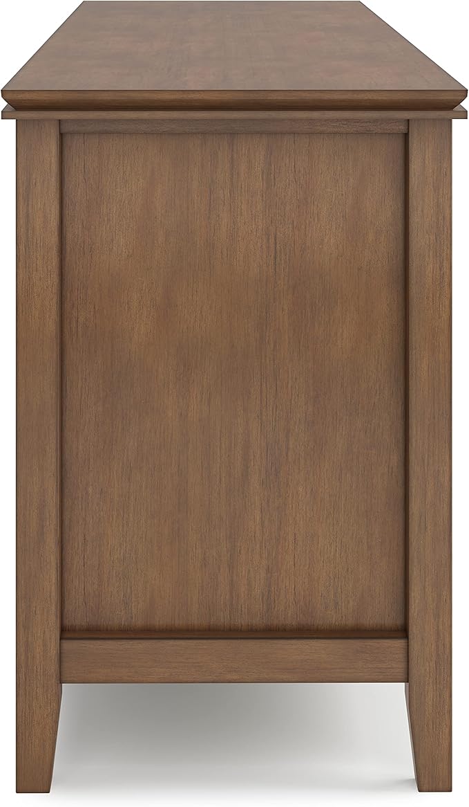 SIMPLIHOME Artisan SOLID WOOD 72 inch Wide Contemporary TV Media Stand in Rustic Natural Aged Brown For TVs up to 80 inches for the Living Room and Entertainment Center