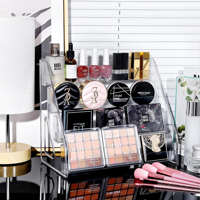 2 Pack 4 Tier Sunglass Organizer Eyeglass Display Stand Case, Nail Polish Organizer Holder Rack, Glasses Tabletop Makeup Stand Snap in Assembly for Home, Salon, Retail