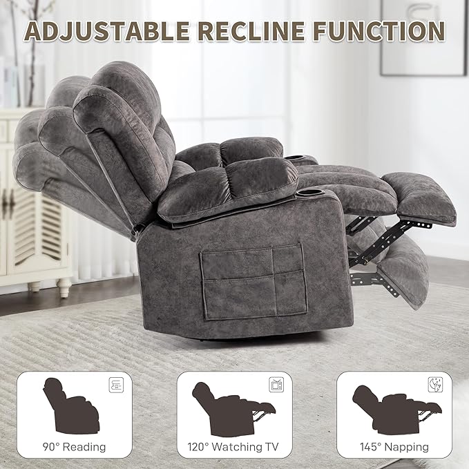 Recliner Chair Rocker Modern Ergonomic Lounge 360 Degree Swivel Single Sofa Seat Living Room Lounge Recliners on Clearance Foam Filling