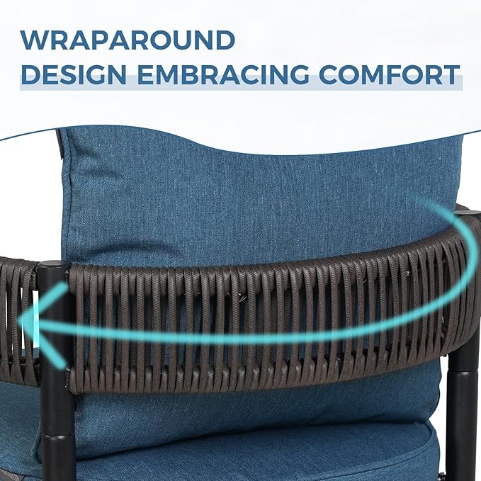 Grand patio 7-Piece Outdoor Dining Set for 6 with 1 Rectangle Expandable Table for 4-6 Person, Metal Woven Wicker Swivel Patio Chairs with Thickened Cushions for Yard, Poolside, Deck (Brown)