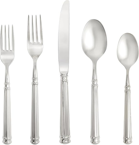 FORTESSA Nyssa 18/10 Stainless Steel Flatware, 20 Piece Place Setting With Table Knives, Forks and Spoons (Service For 4), Dishwasher Safe, Mirrored