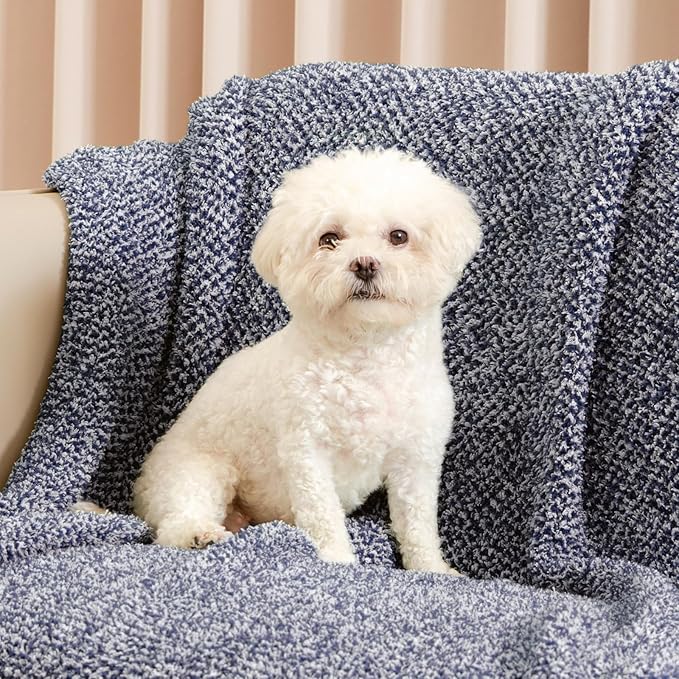 Snuggle Sac Heather Navy Throw Blanket for Couch, Super Soft Warm Microfiber Blankets Navy Blue, Cozy Knit Fuzzy Plush Lightweight Throws for Sofa, Bed, Heather Navy,50x60 inches