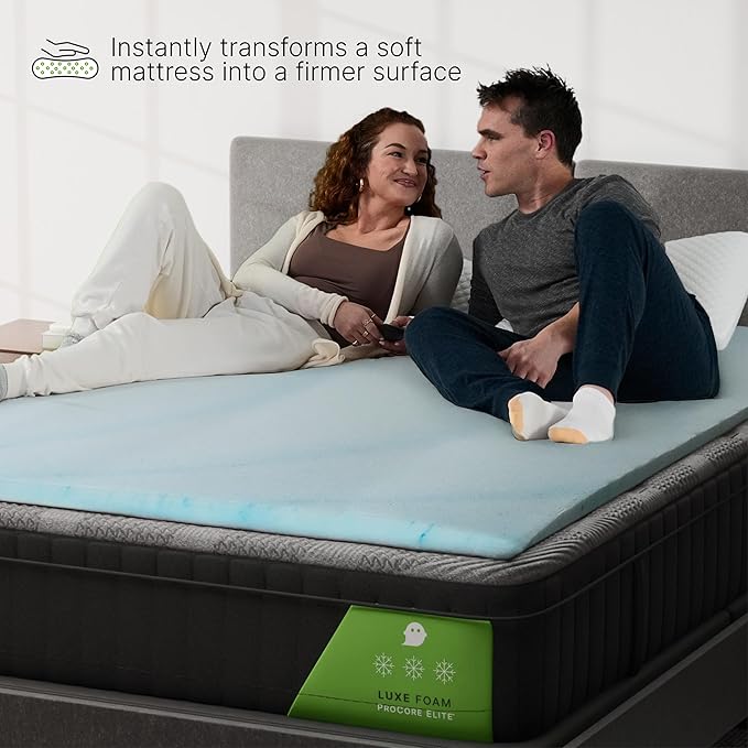 Ghostbed Plush Foam N/Cover Mattress Topper, California King 1.5 Inch Polyurethane Foam Plush Mattress Topper California King, Durable and Easy to Install & Remove, Made In USA | CertiPUR-US Certified