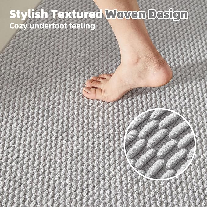 Large Bathroom Rugs Non Slip Washable Bath Rugs Super Absorbent Bathroom Rug Thin Quick Dry Low Pile Bath Mats, Light Grey 36"x48"
