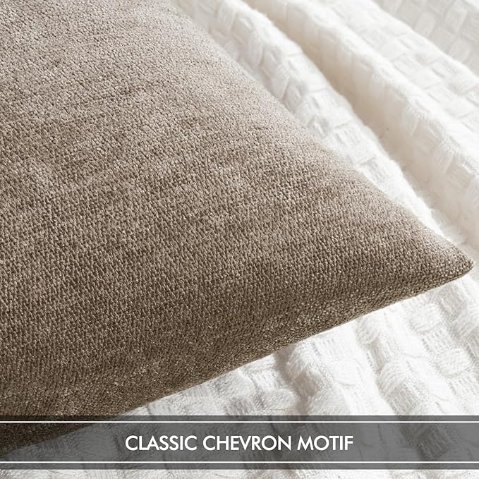 MIULEE Pack of 2 Light Brown Decorative Pillow Covers 20x20 Inch Soft Chenille Couch Throw Pillows Farmhouse Cushion Covers for Home Decor Sofa Bedroom Living Room