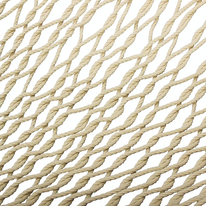 Original Pawleys Island Single Oatmeal DURACORD Rope Hammock with Free Extension Chains & Tree Hooks, Handcrafted in The USA, Accommodates 1 Person, 450 LB Weight Capacity, 12 ft. x 50 in.