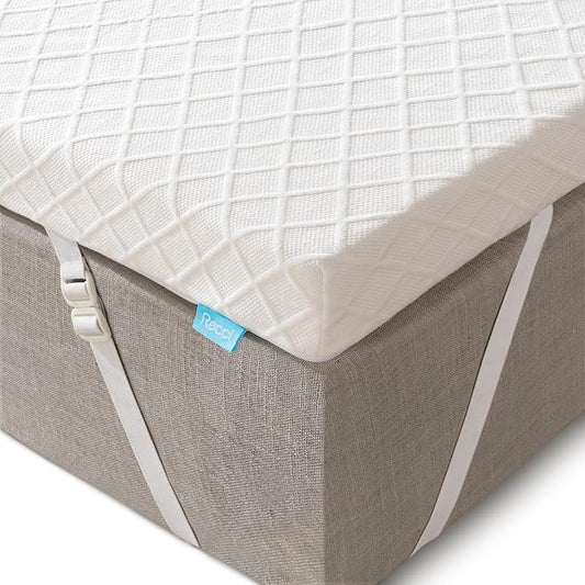 RECCI 2 Inch King Size Mattress Topper, 100% CertiPUR-US Certified Memory Foam, Pressure Relieving, Removable & Washable Cover, Ideal for Back Pain, Easy to Clean, Durable & Multi-Use