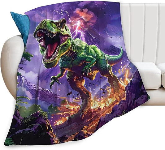 T-Rex Dinosaur Throw Blanket - Funny Gifts and Decor for Boys Girls Women Men Kids Adults - Soft Warm Cozy Fleece for Couch Sofa Bed 80"x60"