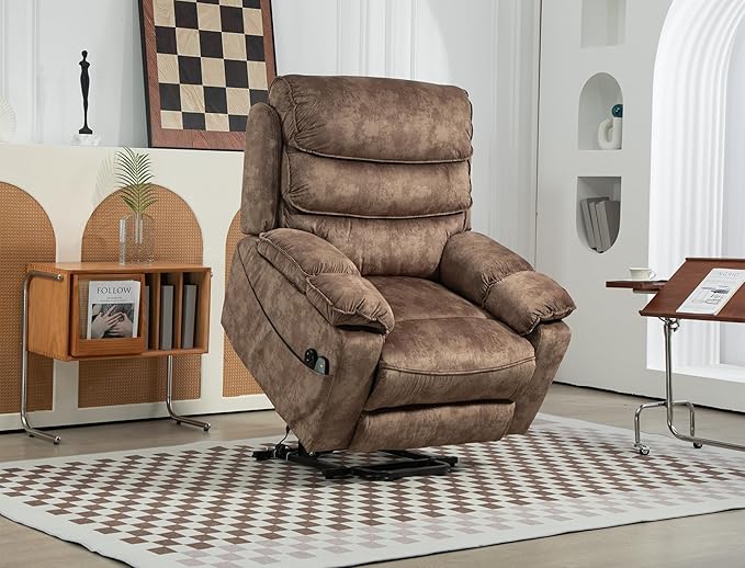 Oversized Extra Wide Power Lift Recliner Chair Extended Footrest for Big Tall Man 400lb, Heavy Duty Recliners with Heat Massage, Arm Storage & Cup Holders, Lay Flat 160° for Elderly Sleeping