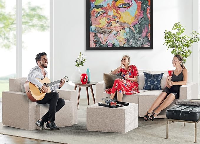 ELUCHANG Oversized Loveseat Sofa,Modern Boucle Sectional Sleeper Sofa with Strong Wood Frame,High Supportive & Soft Sponges Comfy Upholstered Couch Deep Seat Couch for Living Room Apartment White