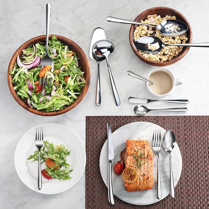 Cangshan RAIN II Flatware Set, Stainless Forged, Window Box, Metallic Finish (47-Piece)