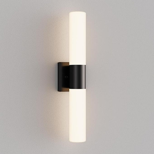 Kalium Bathroom Wall Sconce Fixture, 21 Inch Modern Vanity Lights with Frosted Glass Shade, Indoor Sconces Lighting Wall Decor Lamps for Bathrooms Living Room Stairs Bedroom (Black)