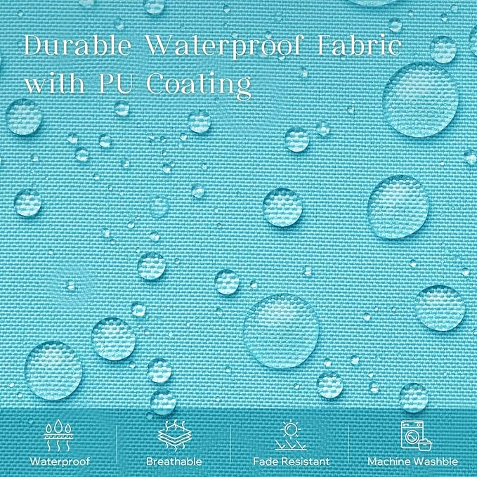 Phantoscope Pack of 2 Outdoor Waterproof Throw Pillow Covers with Contrast Piping, Decorative Square Cushion Case Patio Pillows for Couch Tent Sunbrella, Sky Blue 20x20 inches