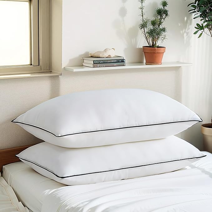 Acanva Bed Pillows King Size Set of 2, Fluffy 3D Down Like Filled, Machine Washable, Soft and Supportive for Side, Back or Stomach Sleepers, White 2 Count