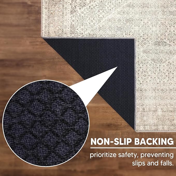 Keen Home Design 2x3 Rug - Machine Washable Entry Rug with Non-Slip Backing, Ideal for Enteryway, Kitchen, Bathroom, Laundry Room - Vintage, Easy Clean, Durable, Low Pile Rug - (2' x 3')