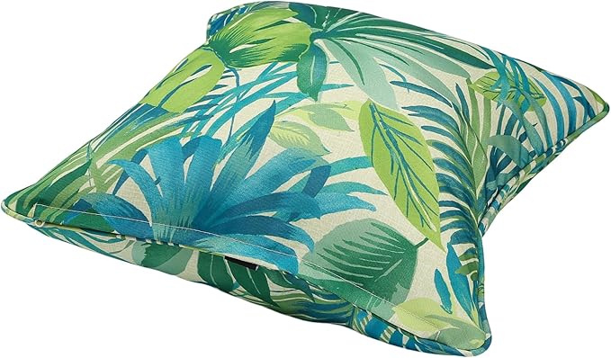 Outdoor Throw Pillow Covers 18x18 Inch, Set of 2, Cover Only! Waterproof Fade Resistant Decorative Cushion Sham Pillow Cases for Patio Furniture Chair Couch Sofa - Green Palm Leaves
